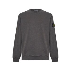 Stone Island Men Charcoal Grey Slub-Effect Malfilé Cotton Sweatshirt